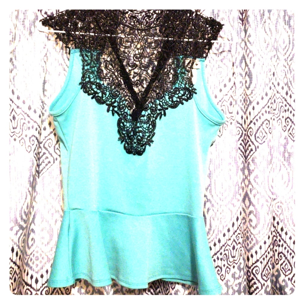Aqua laced peplum top